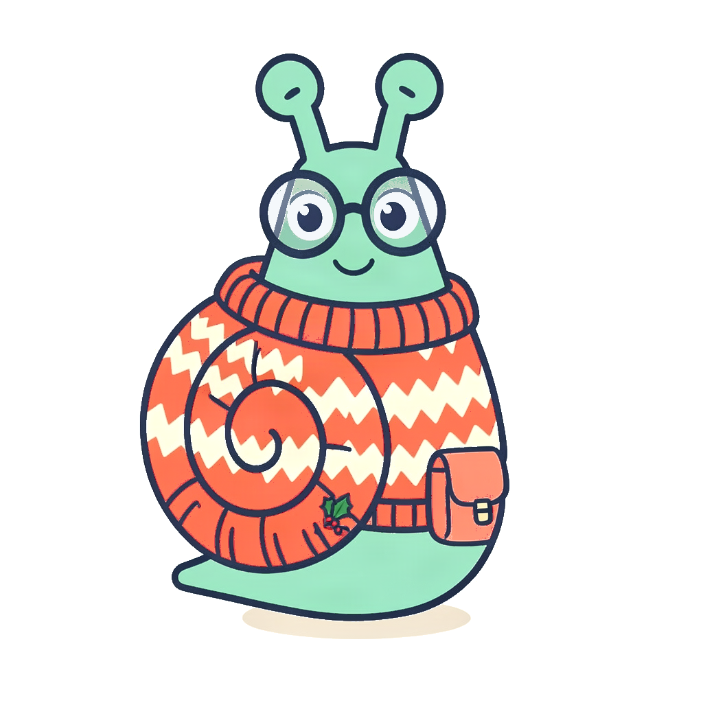 Penny Periwinkle in a cosy orange Christmas jumper